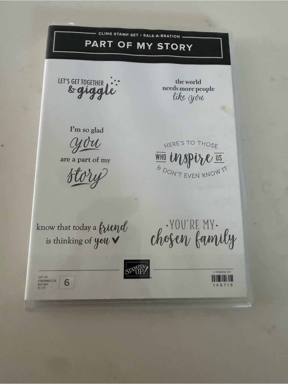 Stampin' Up! Part of My Story Cling Stamp Set - Black & White